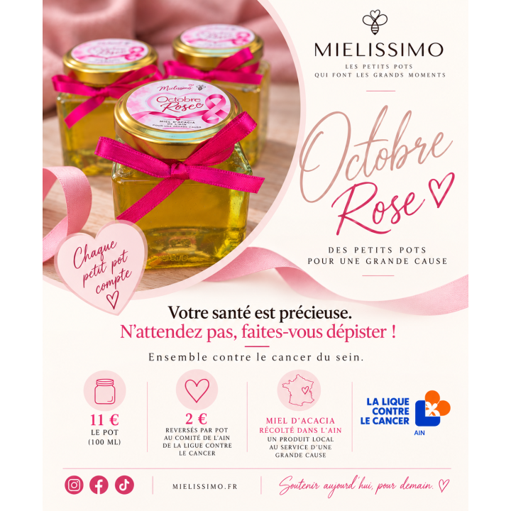 Pot de miel Octobre Rose 100 ml | Mielissimo